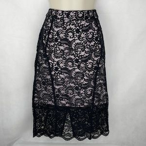 Robert Rodriguez Black Lace & Lilac Back Zip Skirt